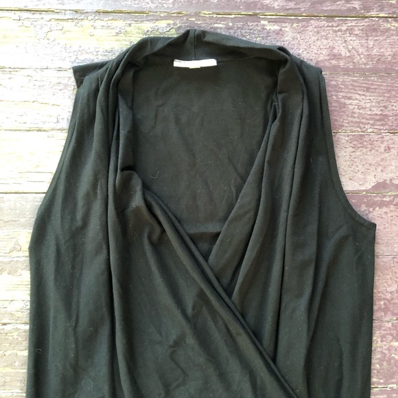Bryn Walker Dress Size M Black Sleeveless Wrap Front Bamboo Organic Cotton - Picture 12 of 13